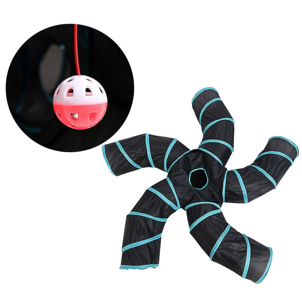 Yardwe Faltbarer Katzentunnel Spielzeug S-förmig mit 5 Spielmöglichkeiten aus Polyester Praktisch und Kreativ für Interaktives Katzenspiel Indoor