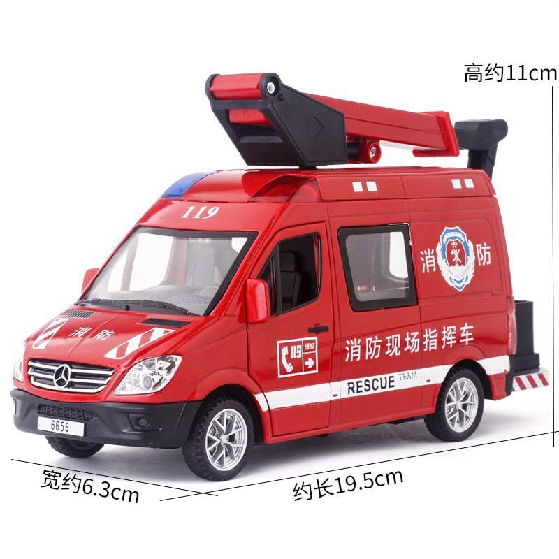 Pihura 1 32 Scale City Services Ambulance Police Car Fire Rescue Model | Alloy Die Cast Metal Pull Back Toy Cars | Fire Truck Model for Kids | Interactive Vehicle Playset for Role Play 3