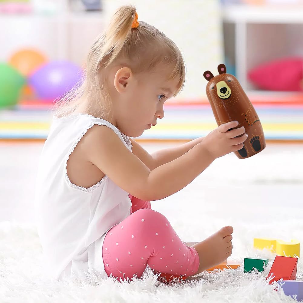 Lot de 5 poupées gigognes en Bois à thème Animal Mignon, Ours Renard Hibou Lapin Souris Jolie poupée Russe matriochka Jouet empilable pour Enfant Noël fête d'anniversaire décoration de la Maison