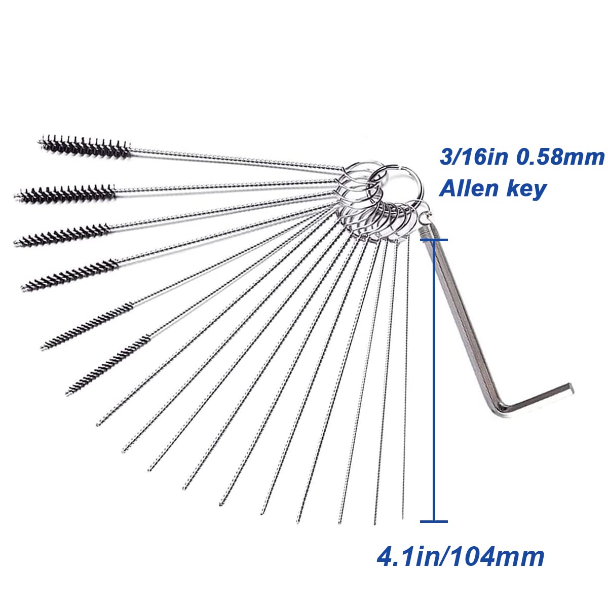 ZAMDOE Set di 4 Kit di Attrezzi per la Pulizia del Getto di sporcizia del carburatore con 20 Aghi per la Pulizia, 11 spazzole in Nylon, 2 Chiavi dell'acceleratore, 1 plettro affilato, 1 Set di Aghi