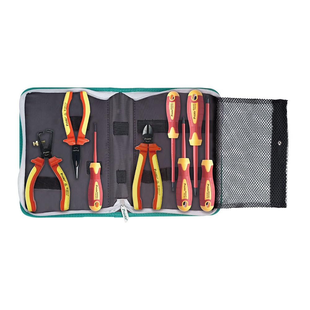 Pro'sKitPK-2802 PK-2801 1000V Insulated Plier & Screwdriver Set VDE Tools Power Cable Installation Power Lines Maintenance Charging Station Repair Home Electric Box Check Tools(PK-2801)