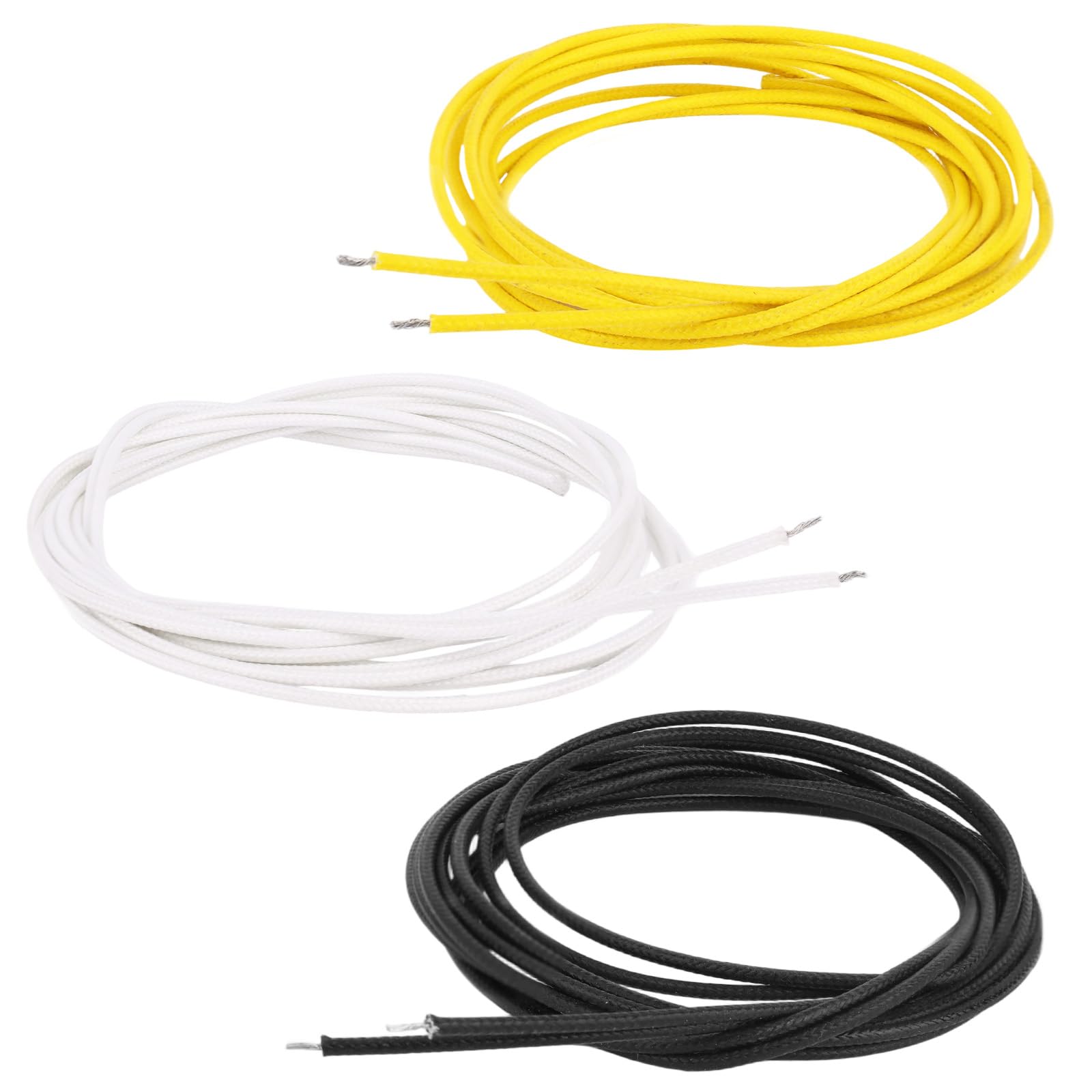 Zestaw 9-Metrowych Przewodów Gitarowych w Oplocie Płóciennym, 3 Szt. Vintage'Owy Pleciony Kabel do Modernizacji i Naprawy Gitar Elektrycznych (3 m Żółto-Biało-Czarny)