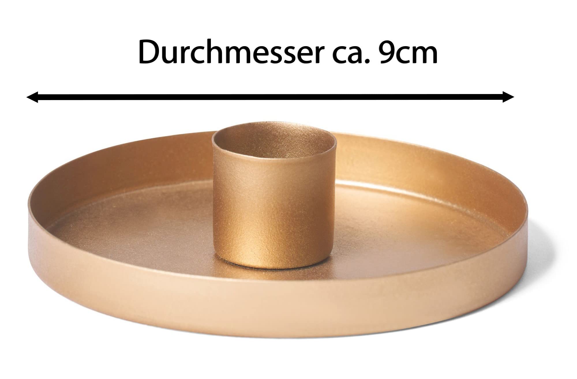 Novaliv 12er-Set Stabkerzenhalter 9cm Metall rund Kerzenpick matt Gold Weihnachtsdekoration Candle Holder Kerzenhalter Tafelkerzen scandic chic Adventskranz Kerzenteller Dekoschale Weihnachtskranz