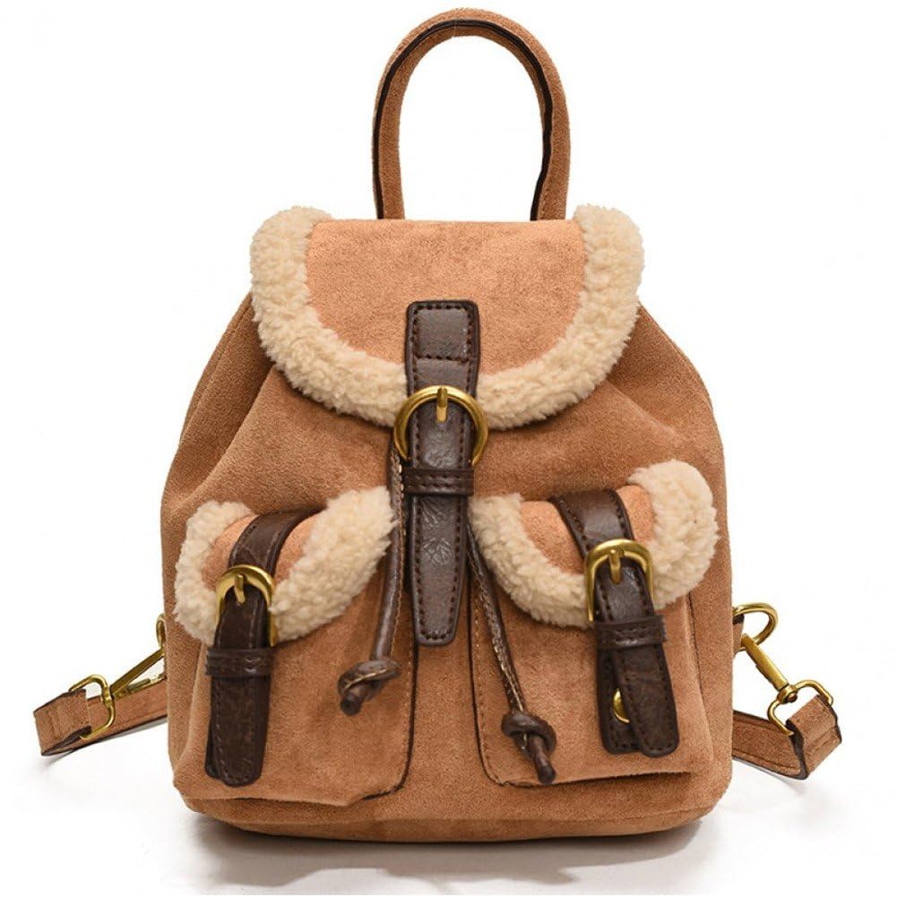 Sac à bandoulière en daim Sanfly fourre-tout vintage avec laine d'agneau pour femmes