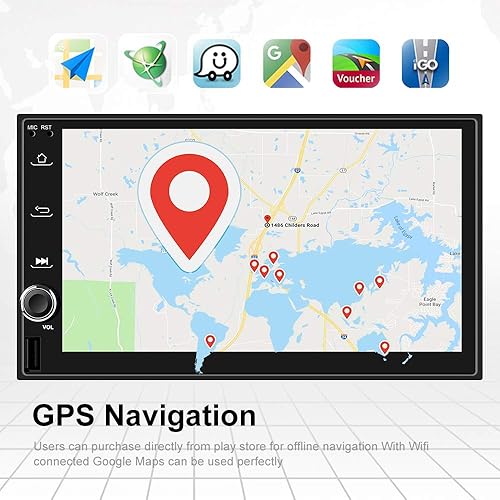 Miniatura 2 de Estéreo de coche Android doble Din con navegación GPS 7 pulgadas HD pantalla táctil coche multimedia Radio audio Bluetooth FM GPS WiFi USB espejo