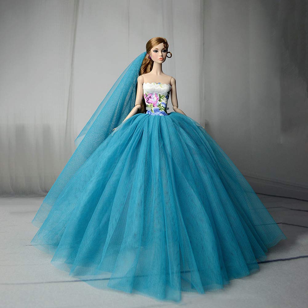 FidgetGear Toys Elegant Wedding Dress Pretty Princess Dress for 30 cm Doll  Children Gift Blue 02 Just Clothes (Without Dolls) : Amazon.in: Toys & Games