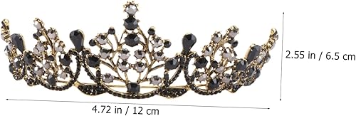 Miniatura 5 de Beaupretty 1 diadema barroca retro negra con diamantes de imitación, accesorios negros para mujer, diadema de princesa con diamantes de imitación,