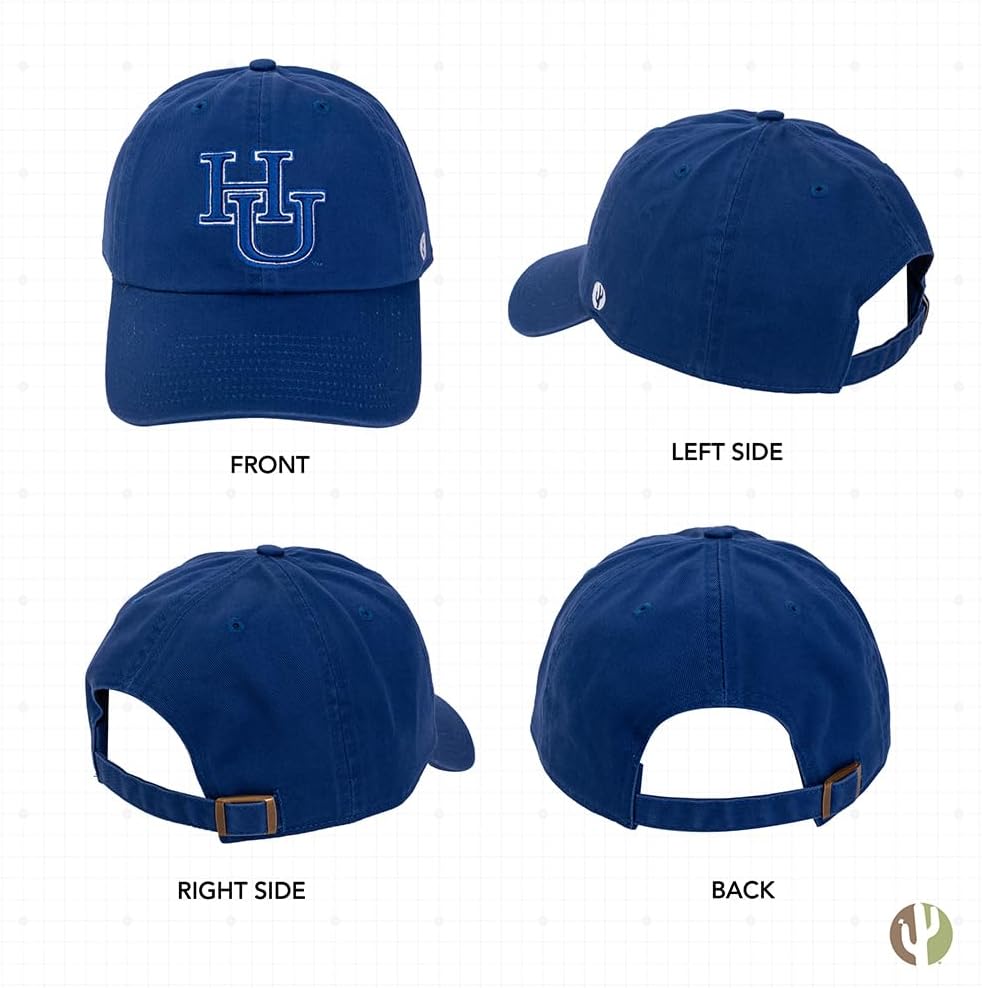 Desert Cactus Hampton University Baseball Hat HU Virginia Pirates Brimmed Embroidered Cap Adjustable Cloth Strap Adult (Style A) Blue - Image 3