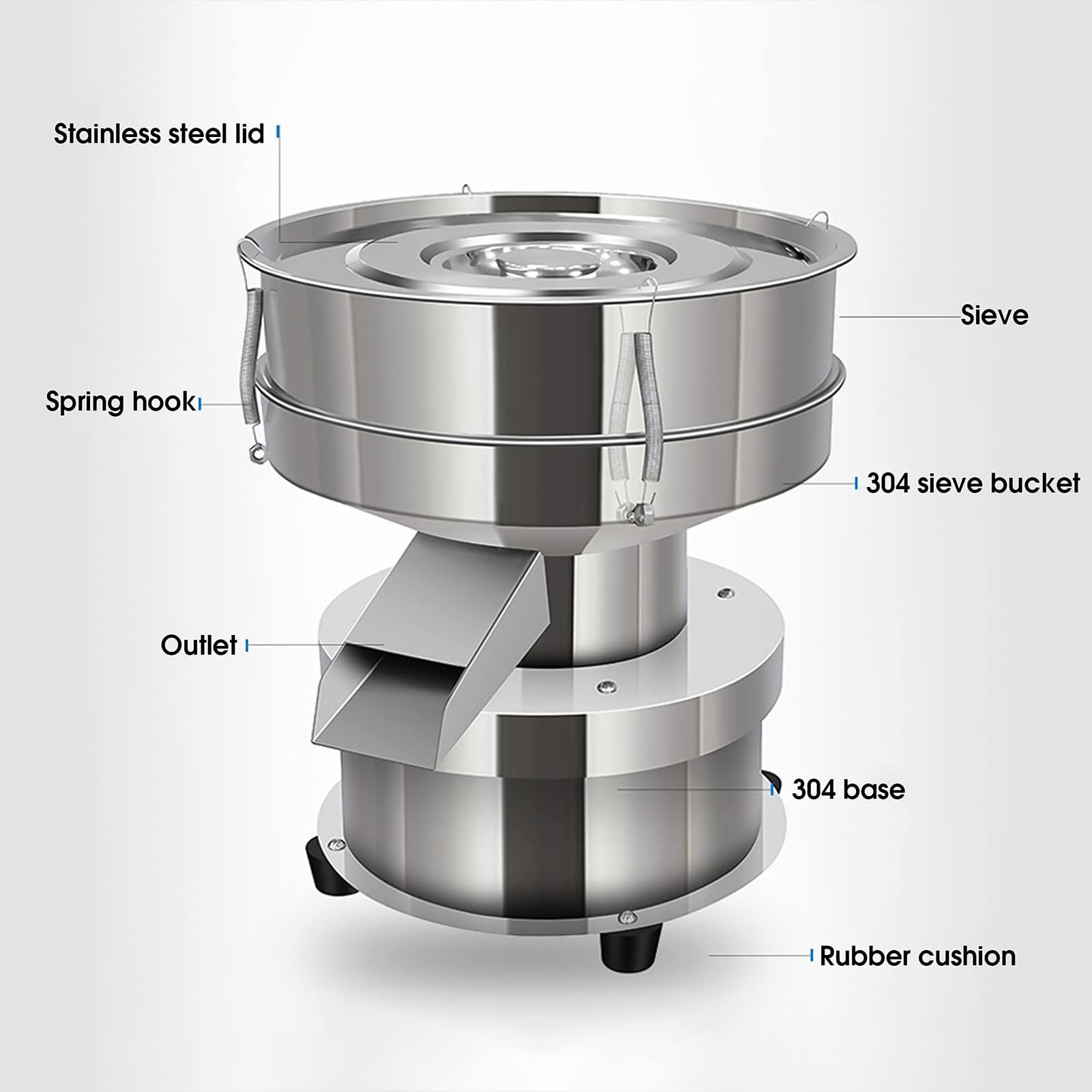 Elektrische Vibrationssiebmaschine, 40/60 Mesh Mehlsieb, 1350N/MIN Edelstahl Automatischer Siebstreuer für Pulverpartikel, Effizientes Mesh-Sieb