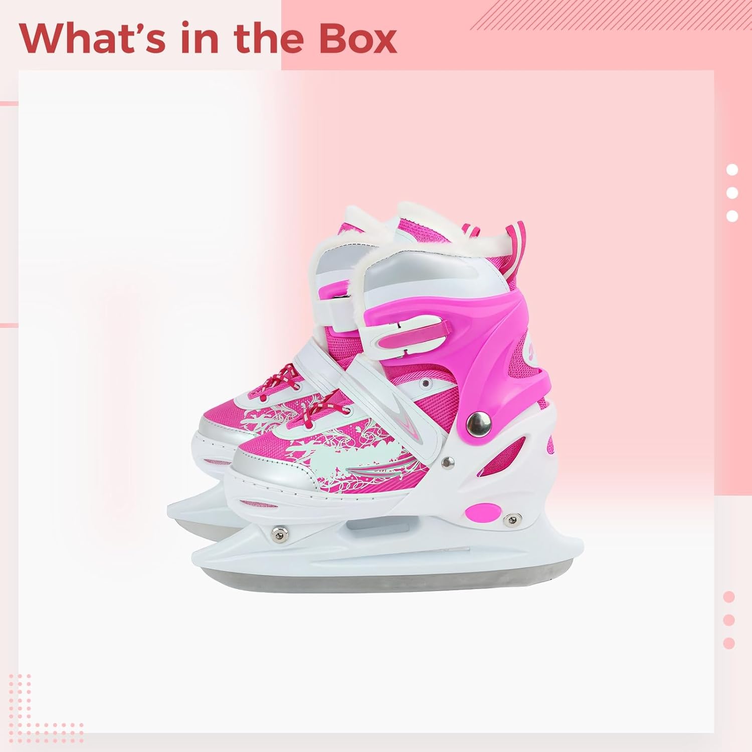 Adjustable Ice Skates for Kids, Beginner-Friendly with Breathable Mesh, Carbon Steel Blades, Cushioned Liner, Ankle Protection, Sizes 39-42