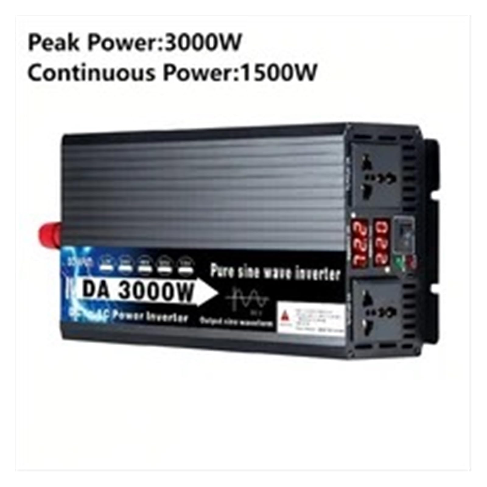 Inversor Onda Sinusoidal Pura 3000W 4000W 5000W CC 12V 24V 48V 60V 72V A CA 110V 220V Inversor Solar para Coche con Doble Pantalla Digital Portátil(48V,110V(60HZ),3000W 1500W)
