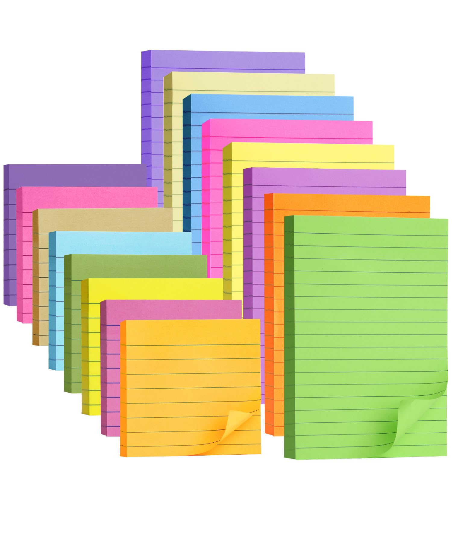 Mr. Pen- Lined Sticky Notes Set, 16 Pads, 4"x6" & 3"x3", 720 Sheets, Sticky Notes with Lines, Ruled Post Stickies, Memo Pads, Self-Stick Note Pad for Office, School, Home, Study & Organization