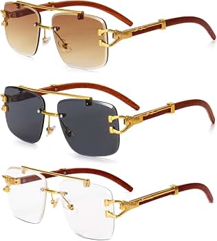 Amazon.com: Dollger Rimless Rectangle Sunglasses for Women Men