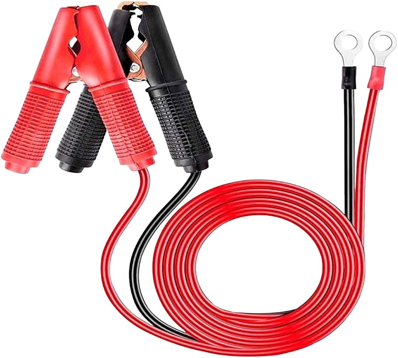 2PCS Alligator Clips Booster Jumper Cable, 13 AWG 3.3FT Car Battery Jumper Cables with 6 mm Copper Terminal, 12V/24V Car Battery Charger Clips for Audio, Converter, Air Compressor
