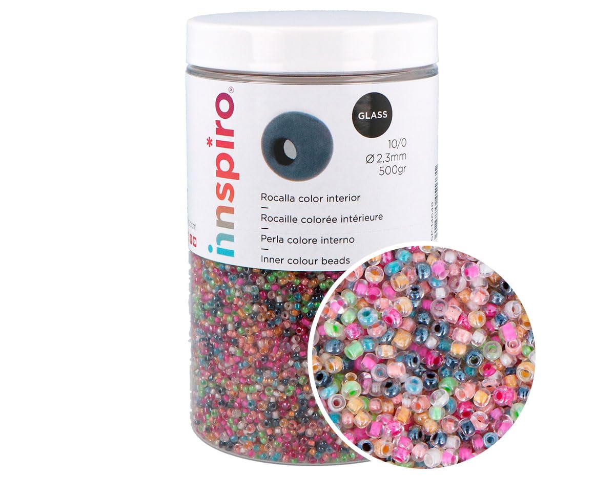 INNSPIRO Round Glass Rock Interior Colour Assorted Colours 2.3mm 10/0 500g