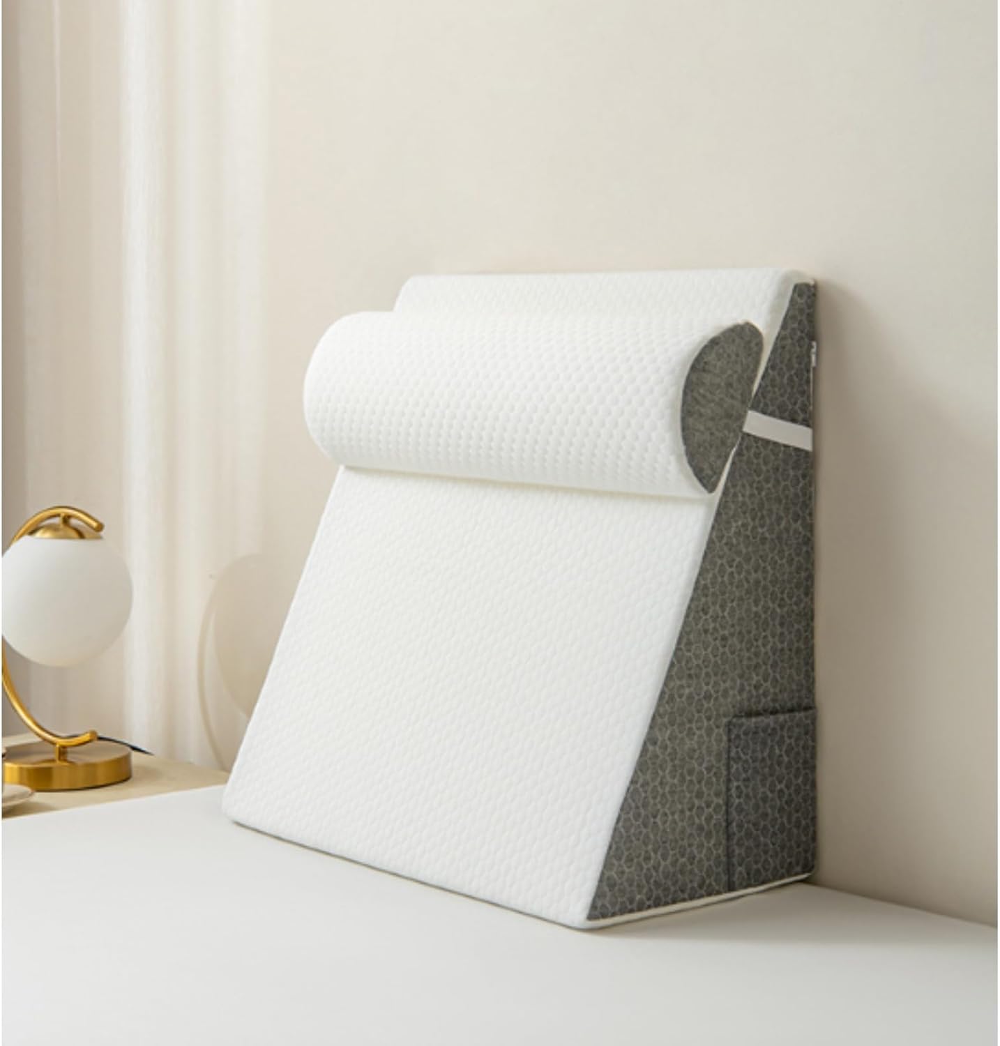 Healpurea 2.0 Sleep Pillow, Cooling Memory Foam Top, Bed Wedge Pillow for Headboard, Adjustable Support (White-1PCS)