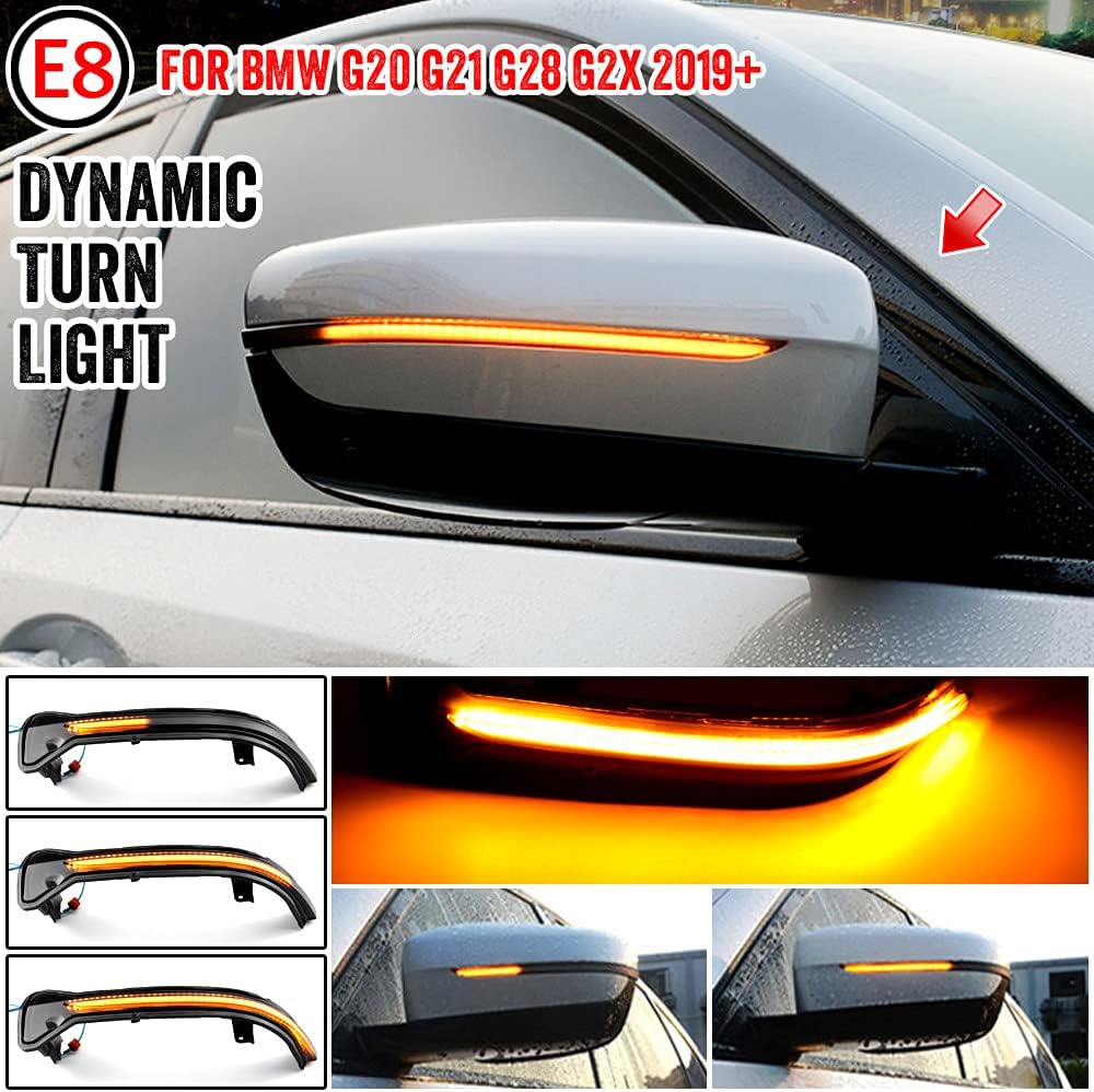 2pcs Dynamic Sequential Blink Compatible with B-MW 3er G20 G21 G28 G2x 2019 2020 LED Side Mirror Turn Signal Light Assembly