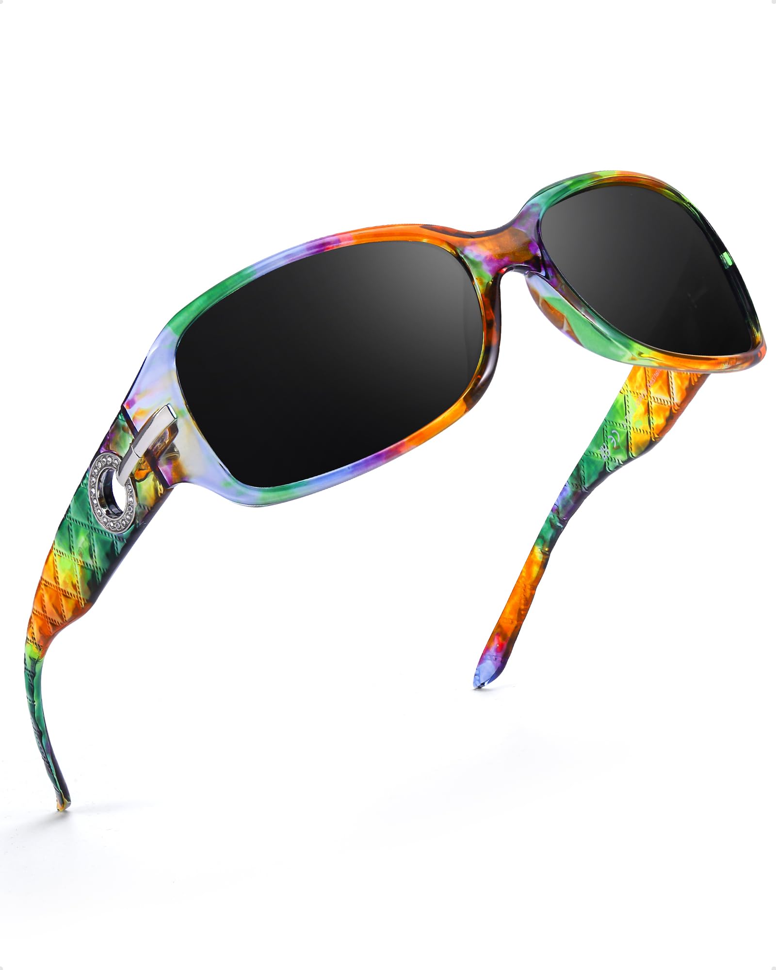 LVIOE Sonnenbrille Damen Polarisiert Vintage Groß Wraparound-Design Blendschutz mit UV400 Schutz