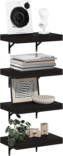 Miniatura 19 de Furinno Rossi - Estantes flotantes triangulares para pared, juego de 3 estantes geométricos de esquina, estantes montados en la pared para baño,