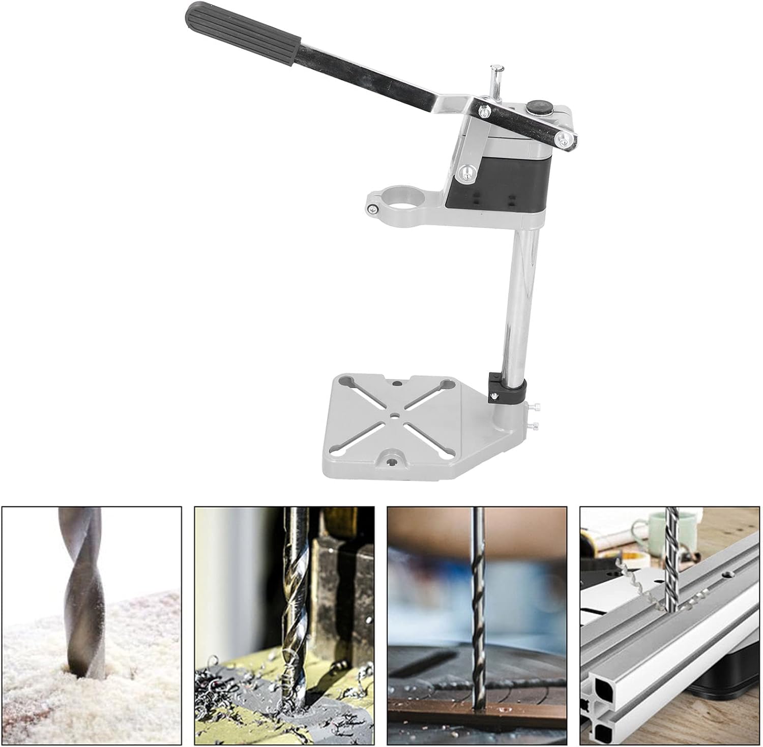 Eujgoov High Strength Chuck Hand Drill Stand Drill Press Floor Stand with Clamp Repair Tool for Wood Profiles Plates Aluminum