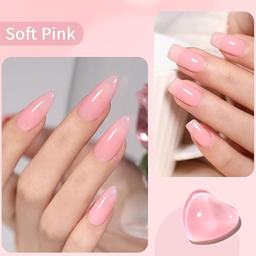 Miniatura 5 de SHOYUM Esmalte de uñas en gel rosa, 0.5 onzas líquidas, color gelatina neutra, esmalte de gel para secado con luz UV, para arte de uñas, manicura en