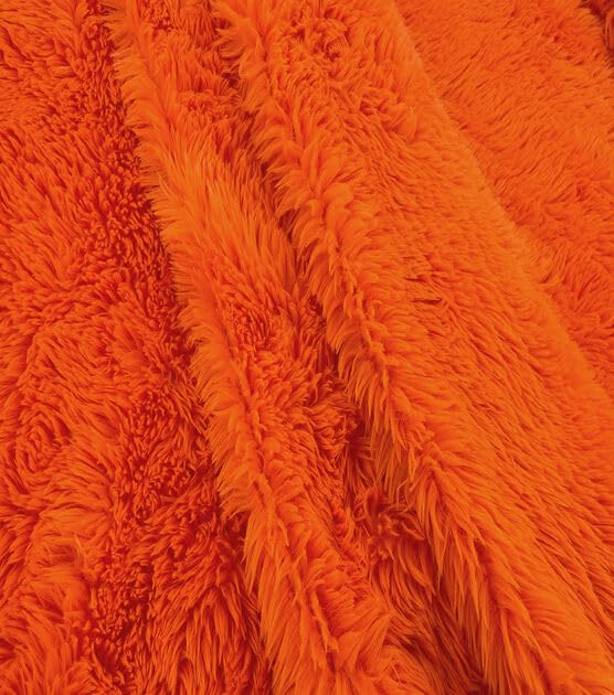 Image of Shaggy Faux Fur Fabric, Super Soft, 6 X 5 Feet (Orange)