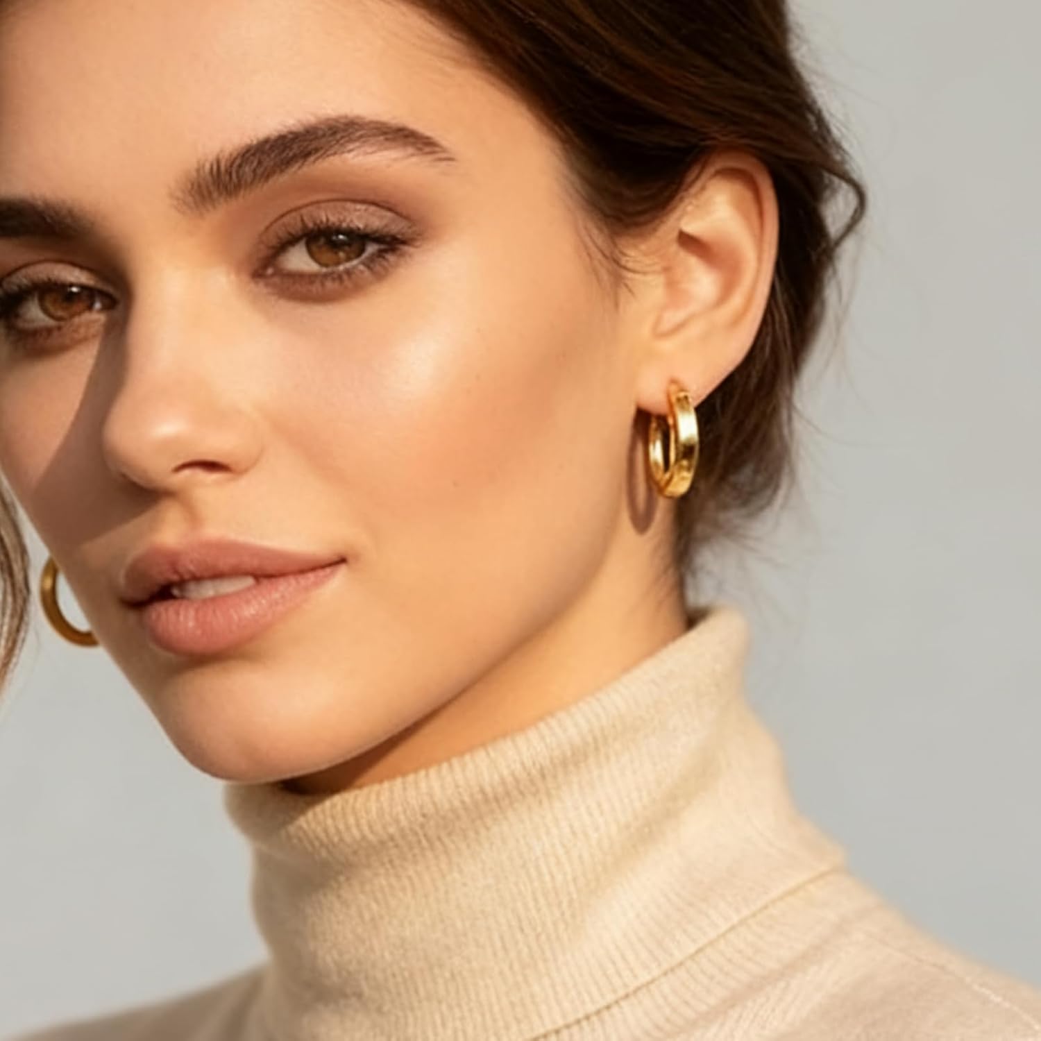 3 Pcs Small Gold Huggie Hoop Earrings Set - Huggie Earrings Trendy Hypoallergenic Cartilage 14K Gold for Women Multiple Piercings - Image 4