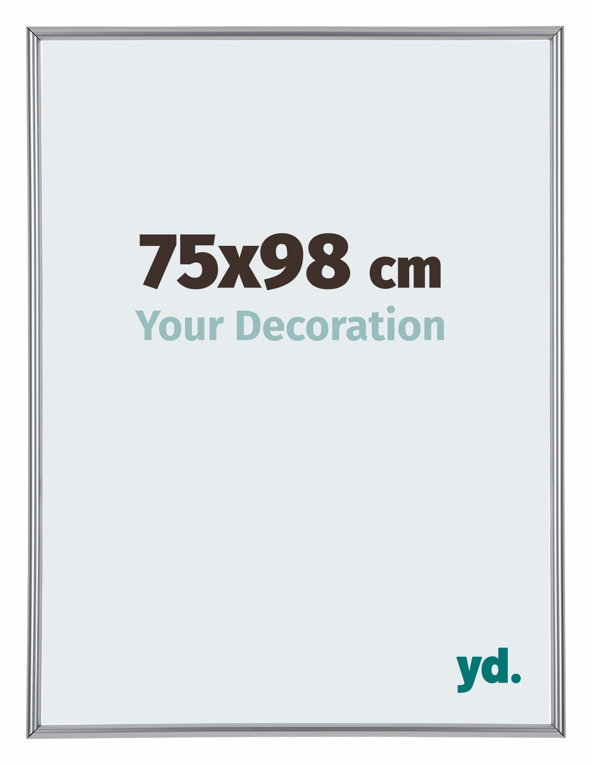Your Decoration - Picture Frame 75x98 cm - Silver High Gloss - Decorative Wall Frame in Plastic with Antireflection - Frame 75x98 - Annecy