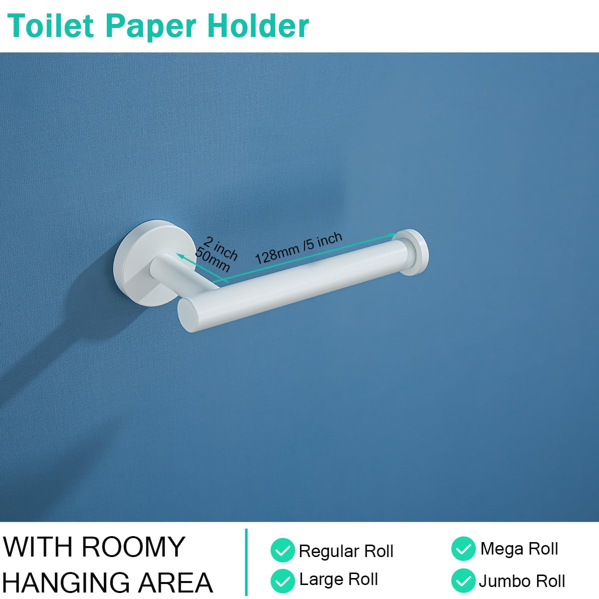 White Toilet Roll Holder Bathroom Toilet Paper Holder Wall-Mounted TP Toilet Tissue Holder — Amazon image 6