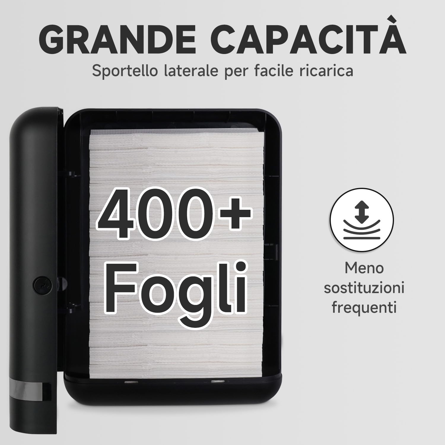 AIKE 400 Fogli Commerciale Dispenser Carta Asciugamani,Grande Capacità Montato A Parete per H2 & Z-Fold Carta Piegata di Dimensioni 23 x 9 cm o Inferiori per Hotel e Ristoranti