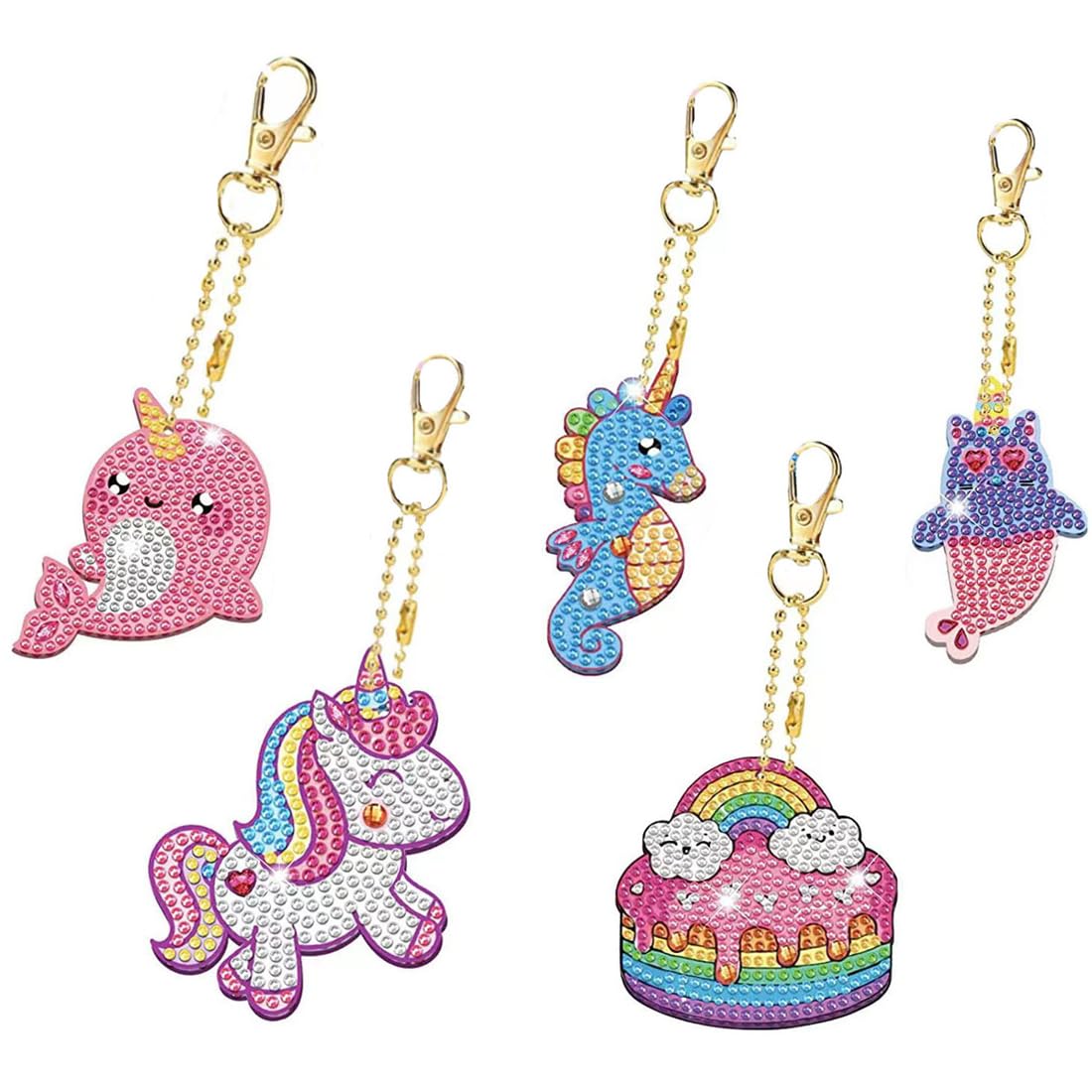 YICHEN 16 Pièces 5D DIY Diamant Peinture Portes-Clés Pour Enfants Et Adultes Noël Bricolage 5D Mosaïque Forme Diamond Art Painting Keychain Pendentif Pour Sacs Décoration