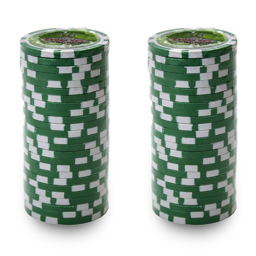 Brybelly Las Vegas Casino Poker Chip Heavyweight 14 gram Clay Composite – opakowanie 50 sztuk (25 USD zielony)