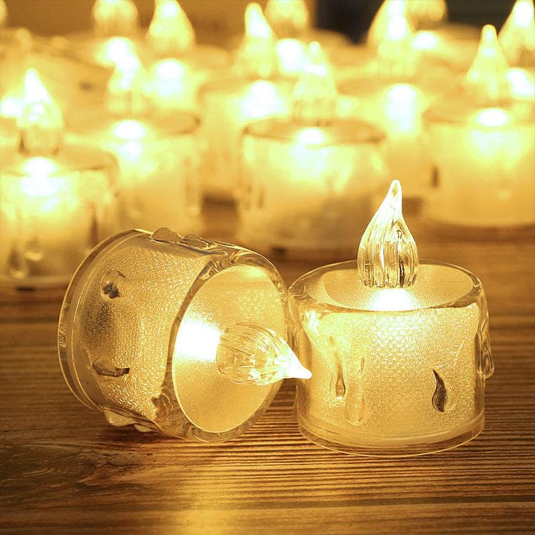 Pack of Flameless LED Diya Fairy Lights | Elegant, Safe & Eco-Friendly Lighting Festival Decoration | Decorative Lights for Diwali, Pooja, Christmas, & Party | (Crystal Diya, 4)-image-49