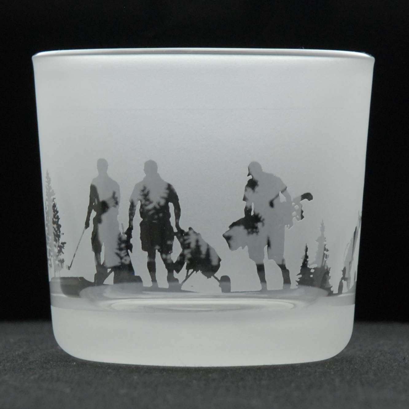 Photophore en verre dépoli gravé avec motif de golf – Photophore transparent pour mariage, fête et décoration d'intérieur