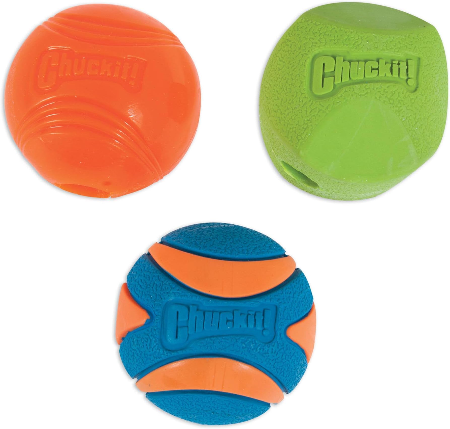 Chuckit! Fetch Pack Dog Ball Dog Toys, Medium (2.5 Inch), for Medium Breeds, Includes Erratic, Strato and Ultra Squeaker Balls, 3 Count (Pack of 12)