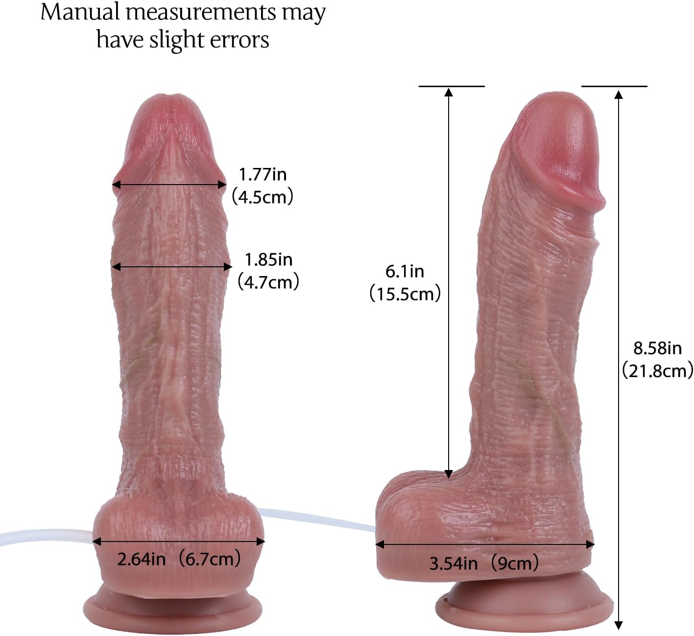 8.58in Silicone Skin Color Squirt Water Anal Dildo with Suction Cup, Wearable Large Female Dildo with Pump and Lube Adult Sex Toy for Women - Dildo+ Pump+ lube