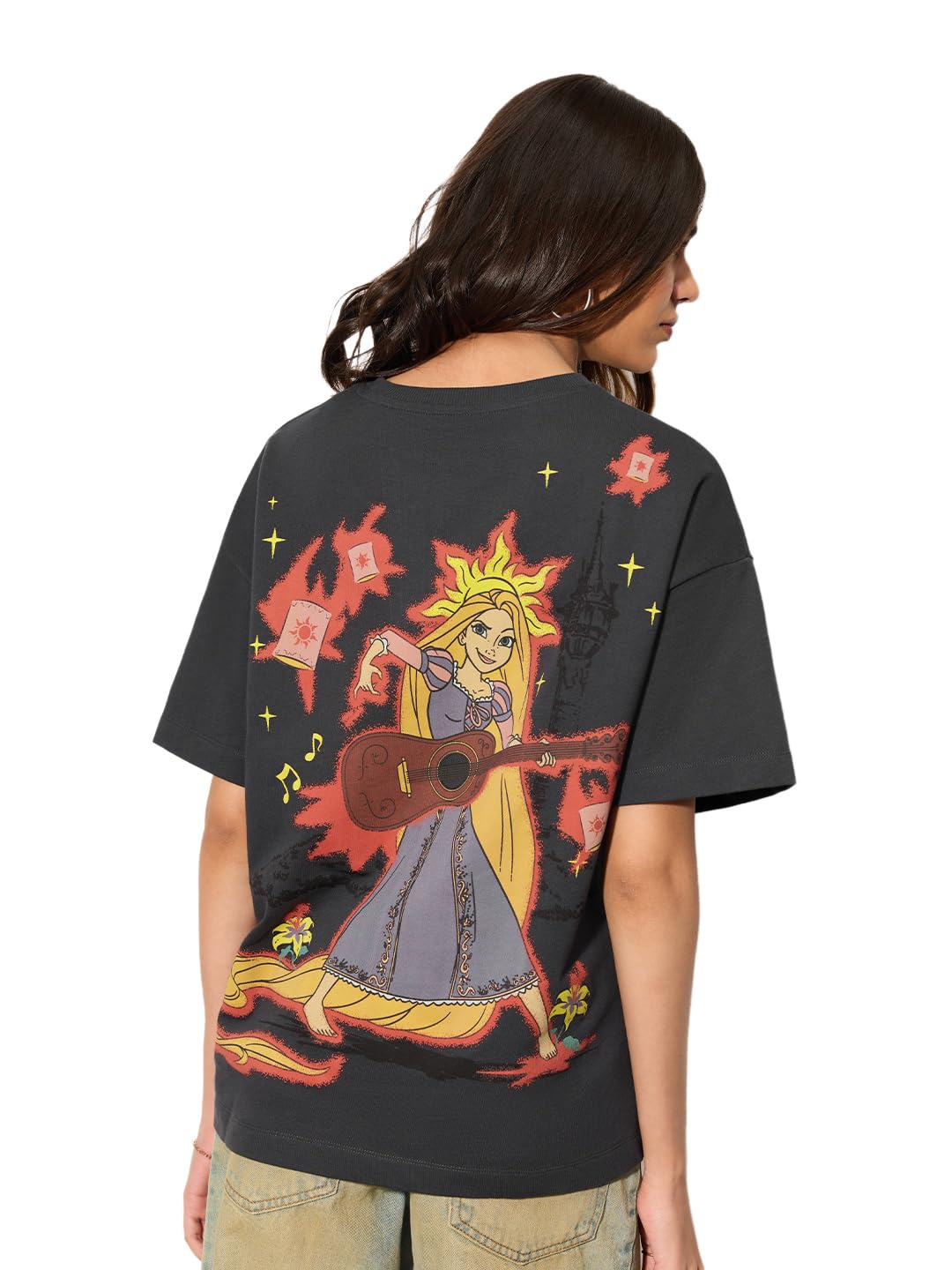 T-shirt manches courtes Disney Princess : style ample gris anthracite - 8