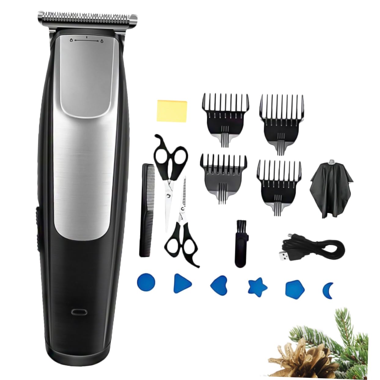 LALAFINA Tagliacapelli Elettrico Ricaricabile USB Pettini Intercambiabili, Macchinetta per Chioma Professionale in Plastica, per Uso Domestico e Parrucchiere