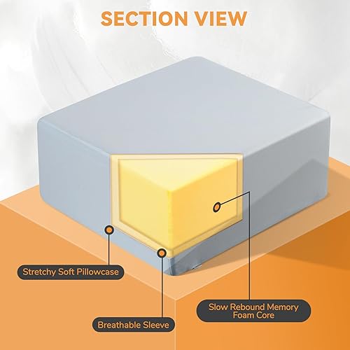 Miniatura 2 de Almohada cúbica de espuma viscoelástica para personas que duermen de lado (14 x 14 x 6 pulgadas, grande y gruesa), almohada cervical para aliviar el