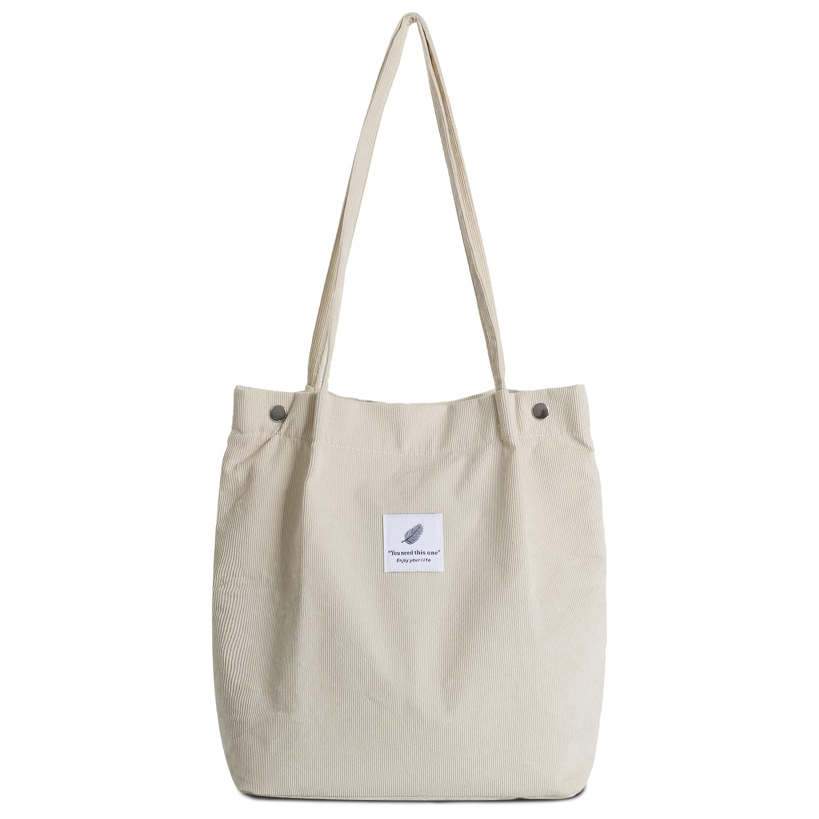 iophi Women's Large Shoulder Bag, Corduroy Bag, Tote Bag, Handbag, Casual Fabric Bag for Everyday, Office, School Trip, Shopping - Ultralight Shoulder Bag, Shopping Bag