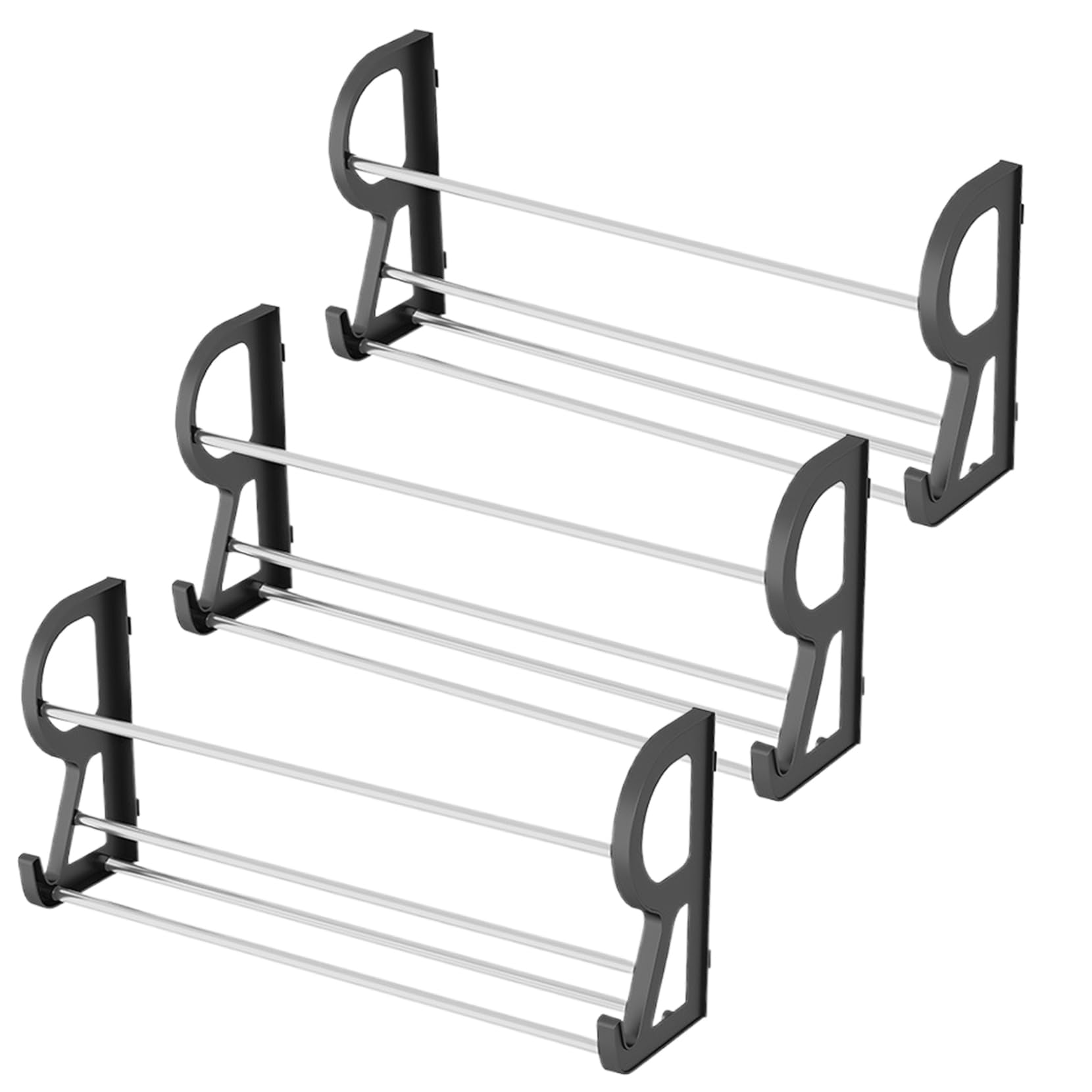 Hperu Wall Mounted Shoe Rack, 3Pcs 16.5x4.7x8.7 Inch 2 Tiers with Sticky Mounts, for Rv Closet Door, Wall Mounted Shoe Storage