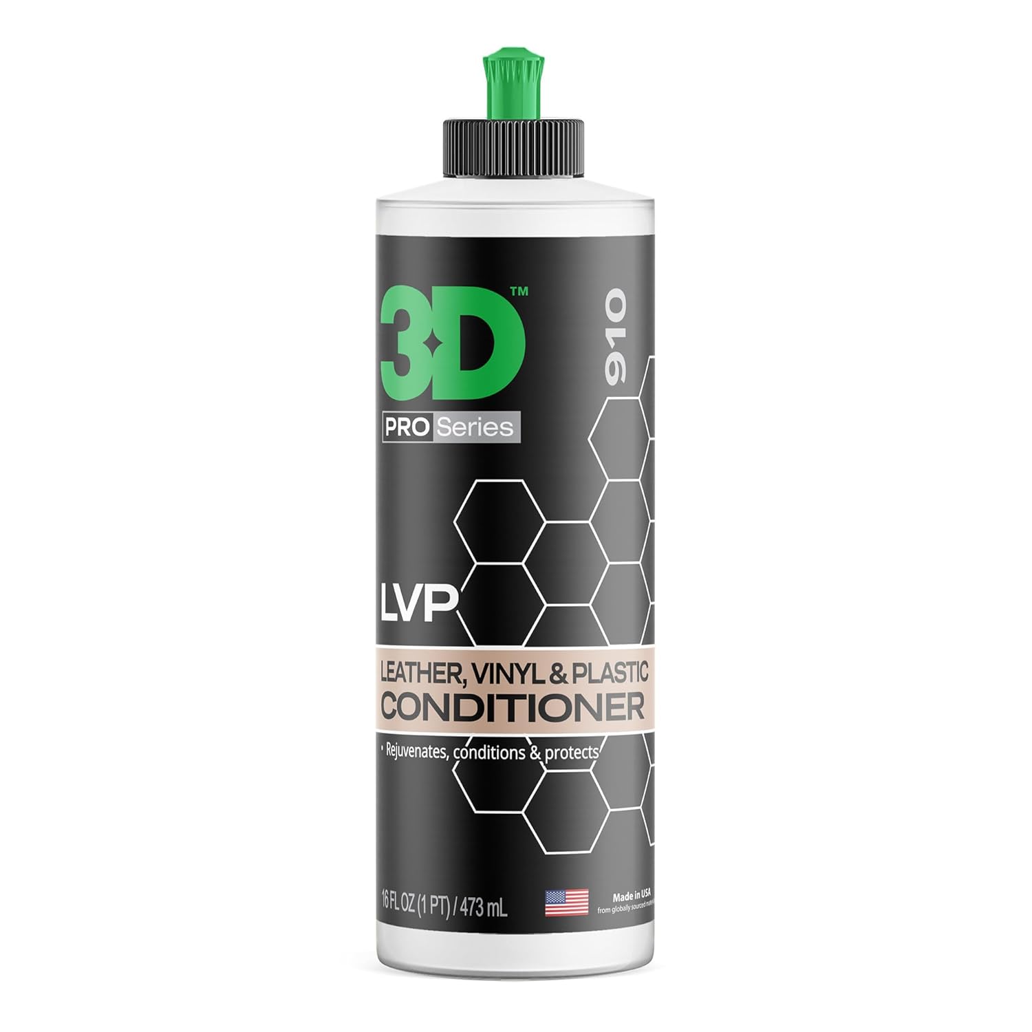 3D Leather Conditioner & Trim Restorer (16 oz) – Protect, Restore & Shine for Leather, Vinyl, Plastic & Trim