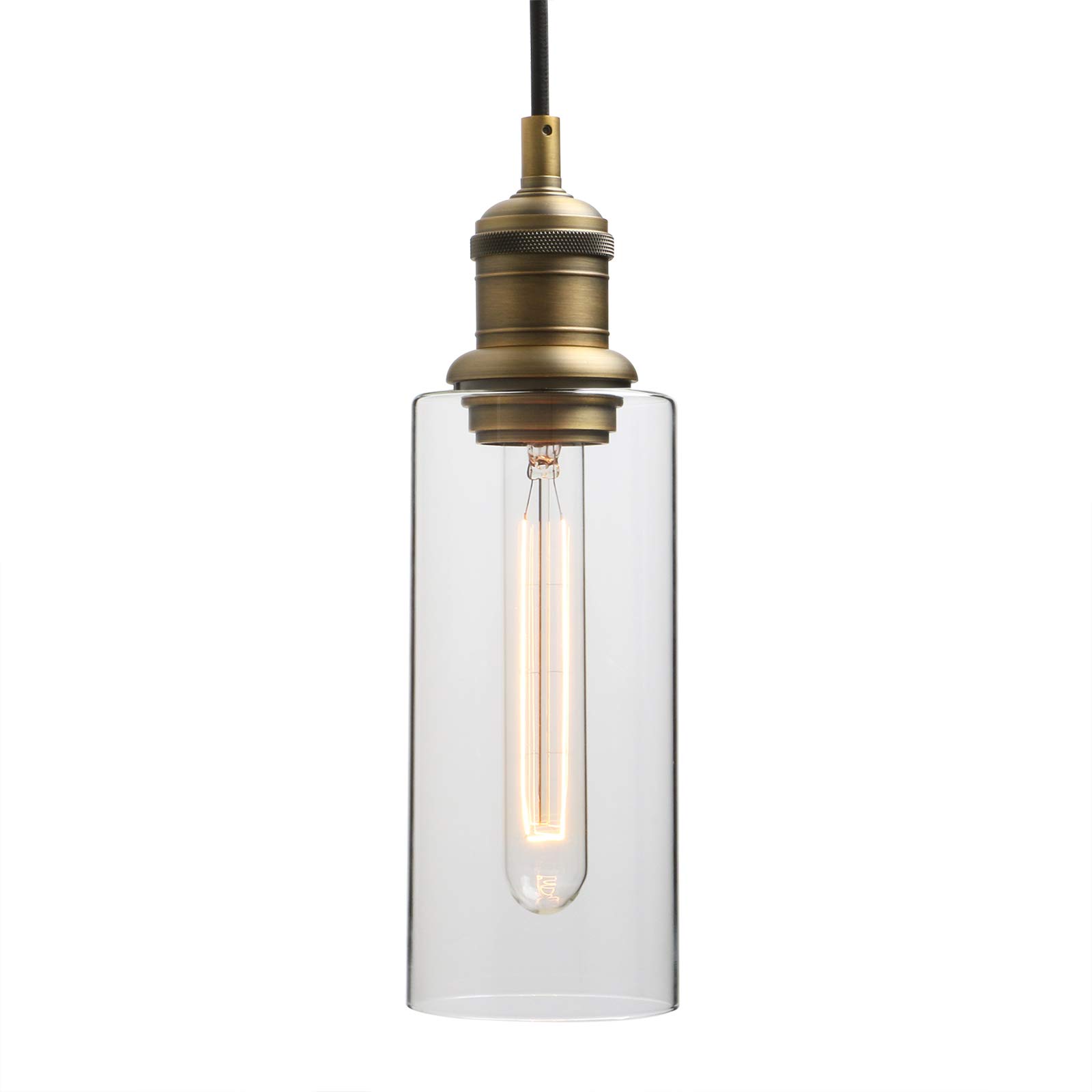 Yosoan Antique Lighting Industrial Pendant Light Fittings With Clear Lampshade, Loft Bar Edison Hanging Ceiling Lights Chandelier Decorative Lighting For For Kitchen Island Living Room Dining Room (Antique)
