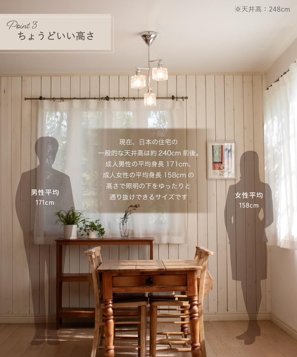 Amazon.co.jp : Ampoule シーリングライト 3灯 E17 ガラス