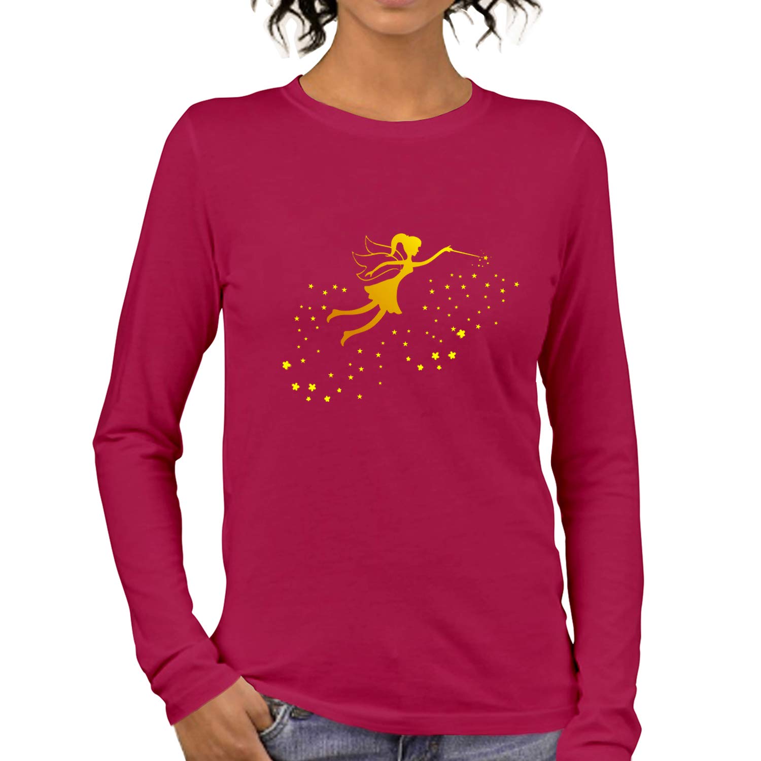 pooplu Women's Regular Fit Magical Fairy Cotton Graphic Printed Round Neck Full Sleeves Fairy, Pootlu Tops and T-Shirts-picture-28