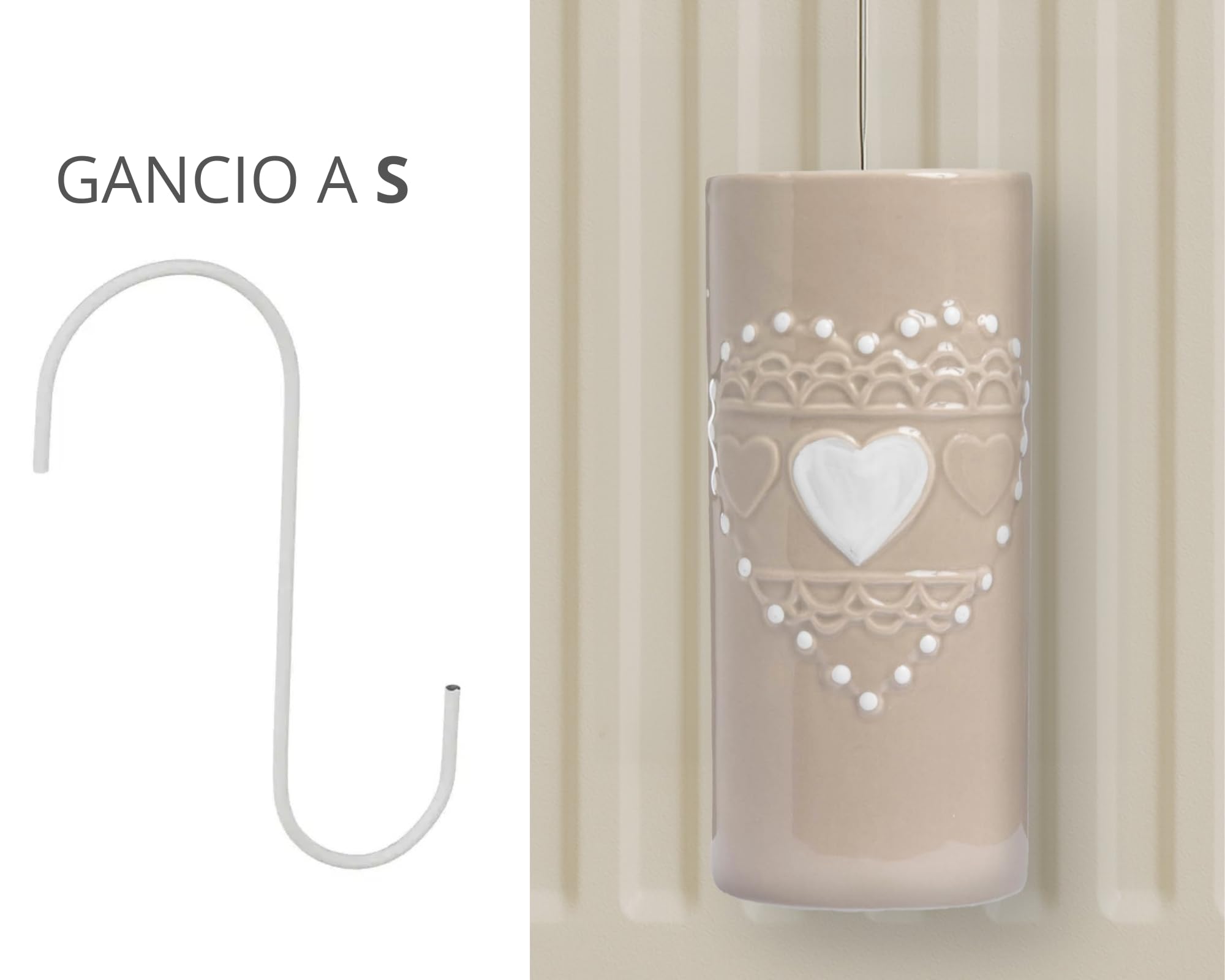 Set 4 Umidificatore Termosifoni Riscaldamento Contenitore Evaporatore d'Acqua Stanza Con Gancio Flessibile Mod. Shabby