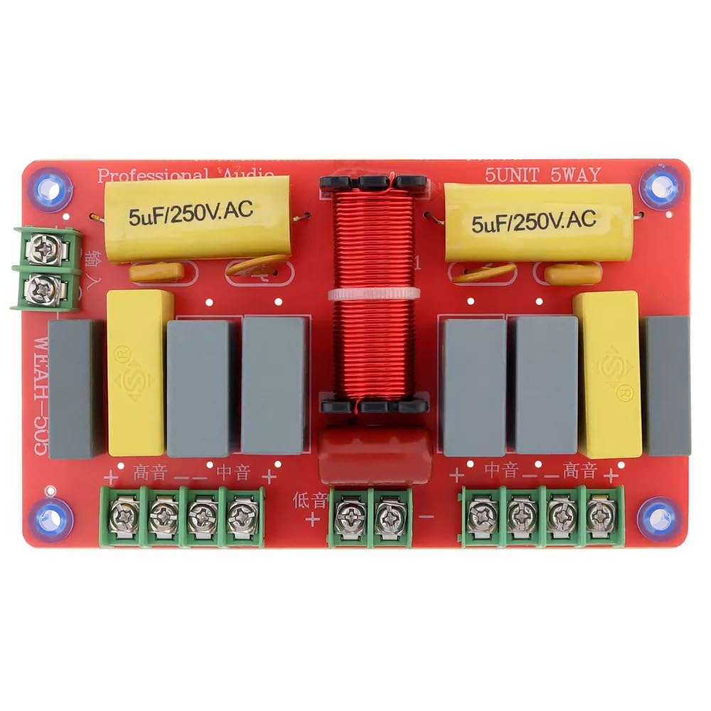250W Crossover Speakers Filter Frequency Divider,5 Way 2 Treble & 2 Midrange & Bass