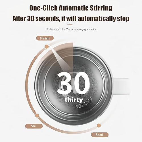 Miniatura 3 de Taza de café autoagitable, recargable, magnética, automezclable, con 2 barras de agitación, taza mezcladora automática de acero inoxidable de 13