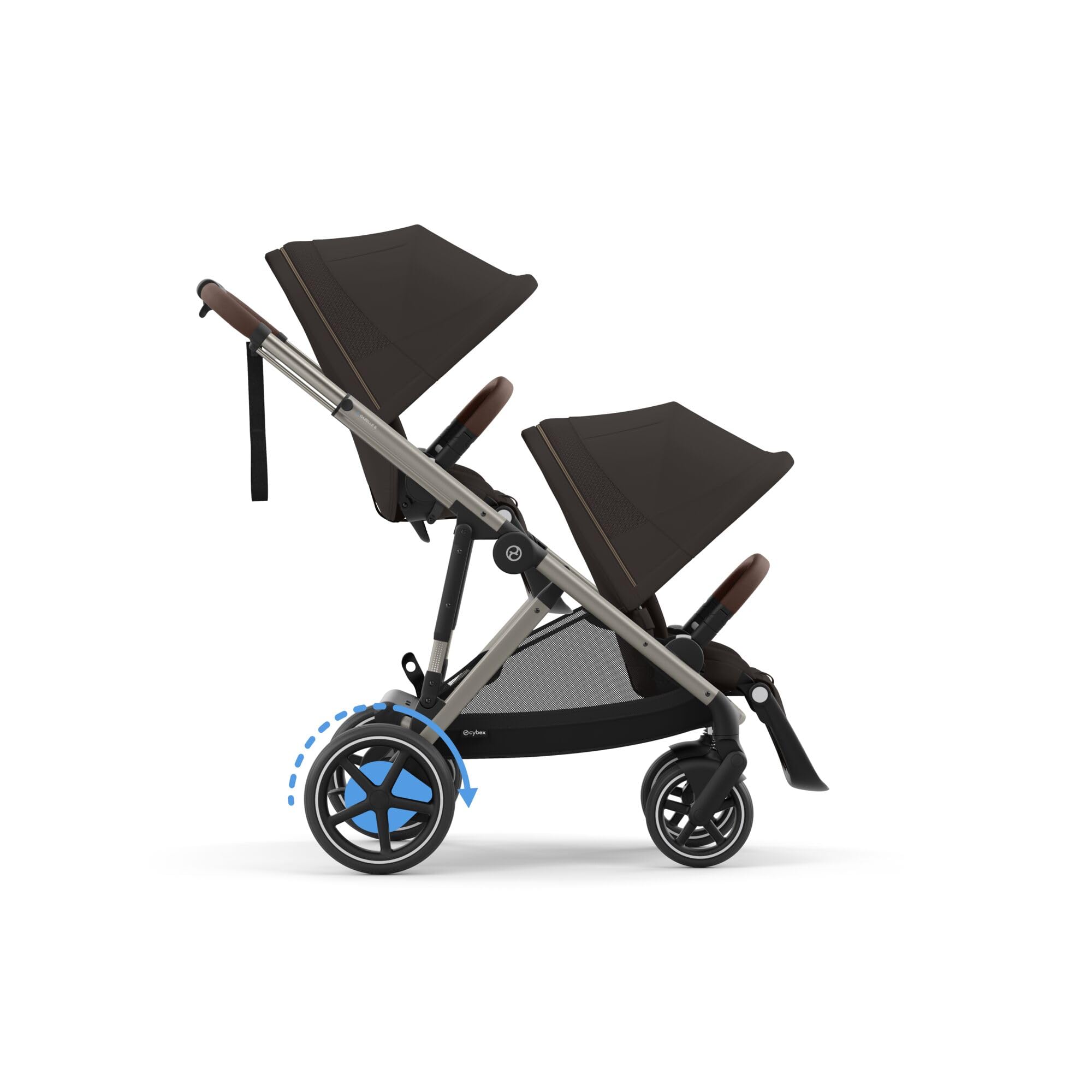 CYBEX Poussette Gold e-GAZELLE S, de la naissance à environ 4 ans, max. 22 kg (mode simple) / 2x 22 kg (mode duo), système tout-en-1 avec propulsion électrique et 20+ configurations, brun chocolat