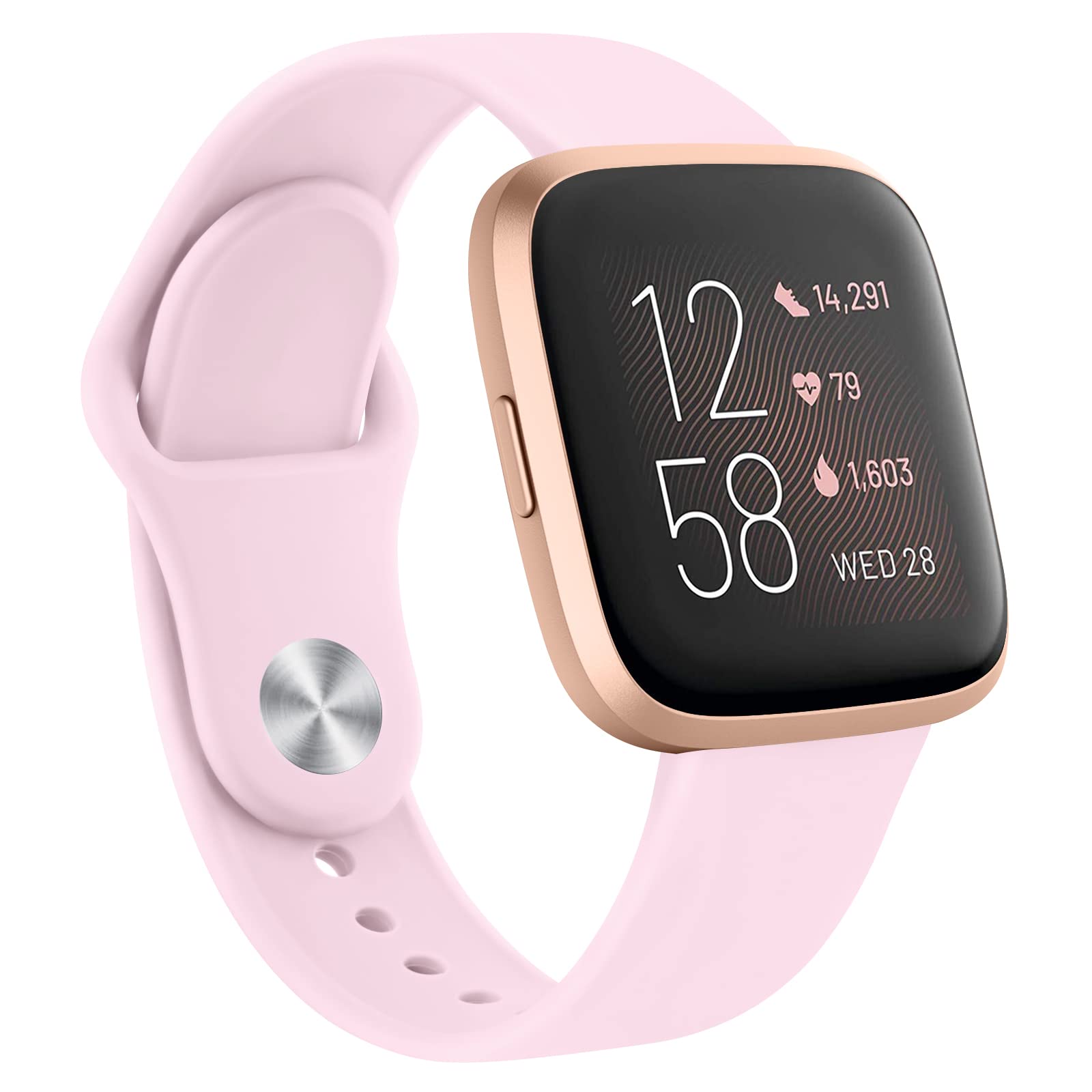 AK Silicone Bands Compatible with Fitbit Versa 2 / Fitbit Versa/Versa Lite/Versa SE Bands for Women Men, Classic Soft Straps Replacement Sport Wristbands for Fitbit Versa 2 Smart Watch (Pink)